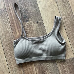 Ribbed Crop/Brallet - Tan XS